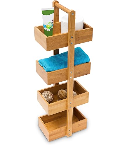 Dekoleidenschaft Korbregal mit 3 Krben aus Wasserhyazinzthe, Gestell aus  Bambus, 90 cm hoch, Badregal, Kchenregal, Beistellregal, Ordnungsregal,  Bambusregal : Amazon.de: Kche, Haushalt & Wohnen