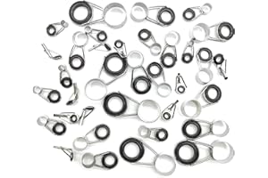 CHENNAN 35 pièces Bague de Guidage Canne à Pêche, Accessoires de réparation de pêche en Radeau, Anneaux De Guidage De Canne à Pêche Leurre, Télescopique Canne À Pêche Guides Top Ring Set