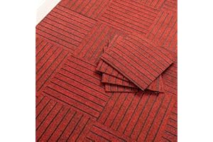10pcs Carpet Tiles 30x30 cm, EAGWELL Carpet Floor Tiles for Commercial Retail, Office, Home, Kitchen, Bedroom, Living Room, Bathroom (Red)
