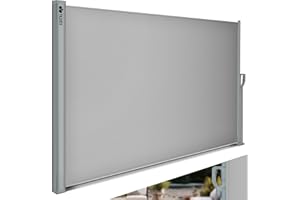 tillvex - Tenda laterale estensibile e oscurante per balcone, 160 x 400 cm, giardino e terrazzo, con supporto a parete, protezione dal sole, in acciaio inox, antivento