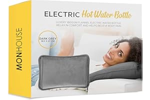 MONHOUSE Rechargeable Electric Hot Water Bottle Grey - Bed Hand Warmer Massaging Heat Pad Cozy - Soft & Cosy Heated Water Bag Warm & Soft to Touch Waist Belt - No Refill