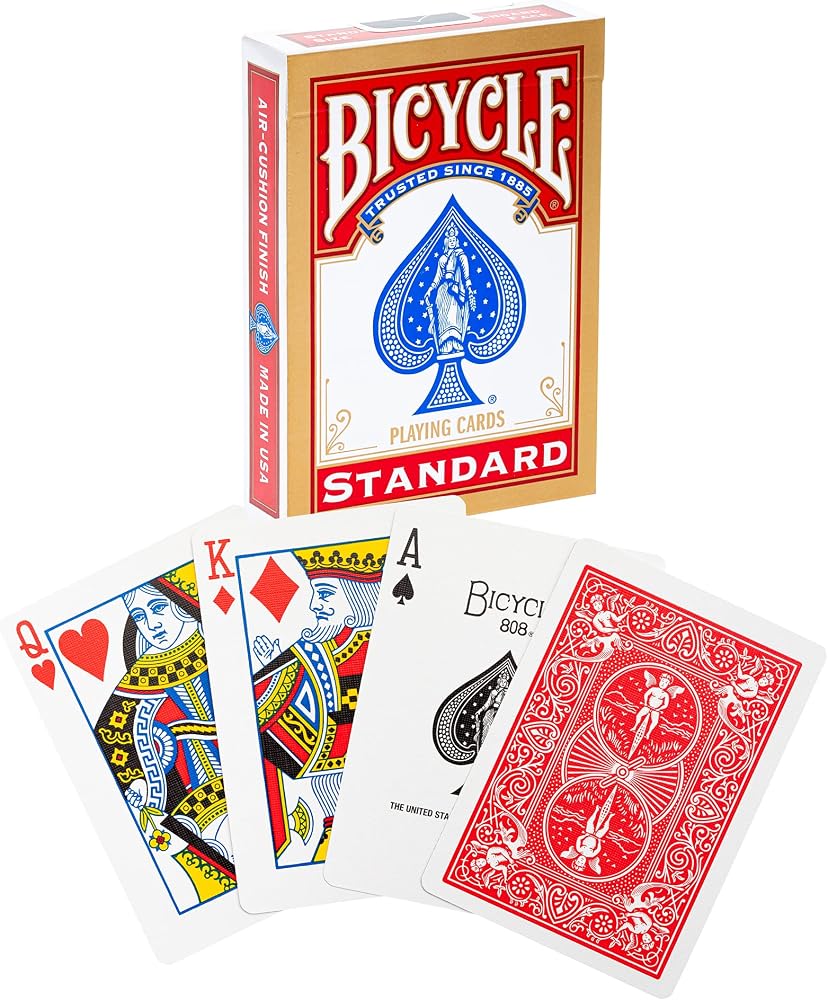 Bicycle Rider Back International Standard Endeks, Poker Boyu, 1 Deste, Kırmızı veya Mavi