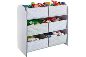 HELLOHOME Hello Home 471GWH Unidad de Almacenamiento de Juguetes con Seis Cubos para Dormitorios Infantiles, Tela, Tamaño Aproximado: 60 cm (Altura) x 63.5 cm (Anchura) x 30 cm (Fondo)