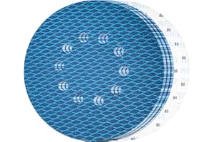 GEOGIEEW Dischi Abrasivi 225 mm 15 pezzi, 10 Fori Carta Vetrata Ossido di Alluminio, P80 Grana per Levigatrice Cartongesso