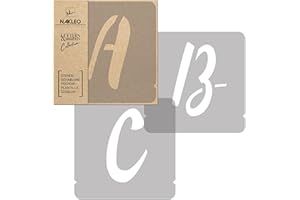 NAKLEO Alphabet Pochoirs pour Peinture 42 Pcs, 14cm Lettres & Chiffres Handwriting Capital, Modèle en Plastique, Réutilisable, DIY Bricolage Artisanat Décoration a Peindre, Mur Bois Tissu Meuble