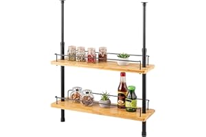 bremermann Regał teleskopowy z bambusa, regał na przyprawy, 2 półki z kratką ochronną, czarny