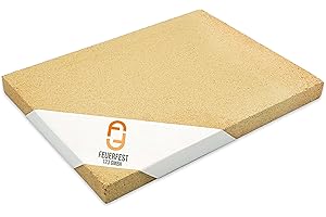 FEUERFEST 123 GMBH Plaque réfractaire, briques réfractaires comme revêtement de poêles et cheminées, résistant à la chaleur jusqu'à 1400 °C, chamotte pour une accumulation efficace de la chaleur [300x200x25 mm]