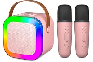 Aplsinvivi Mini Karaoke Machine for Kids, Portable Kid Karaoke Speaker with Wireless Microphone, Gifts for Girls Ages 4, 5, 6, 7, 8, 9, 10, 12 +Year Old Birthday Party, Pink