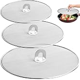 HATANSE 3 Piece Splash Guard Cover 13 inch 29 cm 25 cm Stainless Steel | Kitchen Splatter Screen with Folding Handle Splatter