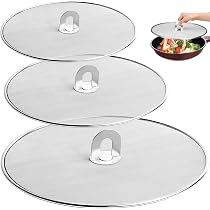 Protezione Antischizzi In Acciaio Inox Per Padella – 2 Pezzi 33cm E 29cm, Con Maniglia