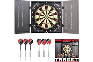 Target Darts Summit and Home Cabinet and Dartboard Sets | Complete Dart Set Up | Includes Dart Board Cabinet and Board, Steel Tip Brass Darts | Summit includes 1 Month Dartcounter App Subscription