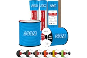 Brotree 4mm Paracord 550 7 Hebras Cuerda de Nylon 50M Tipo III Cuerda de Paracaídas para Supervivencia, Al Aire Libre, Bricolaje - 250kg Carga de Rotura (Azul)