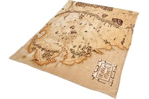 Elbenwald Lord of the Rings Cuddly Benil con motore di mappa della terra media unisex 180 x 220 cm beige
