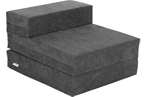 Loft 25 Suede Fabric Fold Out Single Z Bed Mattress Chair Bed (Grey)