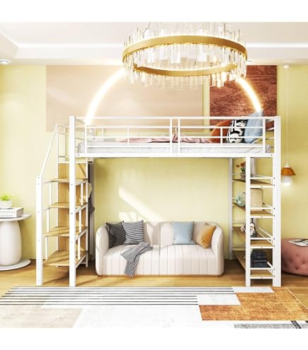 Lit Mezzanine 1 Place 90x200cm Avec Bureau, Armoire Et 3 Tiroirs - Pin Blanc, Design Sécurisé Pour Enfant/adolescent