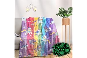 ‎XIAOBUDIAN XIAOBUDIAN Kinder Kuscheldecke Leuchtet im Dunkeln,Bett Sofa Flauschige Decke Kuscheldecken für Mädchen und Jungen,Geschenke für Jungen Mädchen.(Einhörner Modell 2,130x150cm)