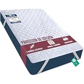 Mattress Protector 135 x 190 cm, Padded Elastic Bands, Mattress Cover | Quilted Mattress Protector with Elastic Corner Straps