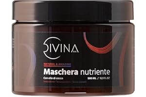 Maschera nutriente senza siliconi con olio di cocco per capelli mossi, ricci, super-ricci, afro Natural&Amazing di DIVINA BLK (500ml)