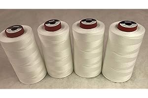 MARENT Moon Overlocking Thread 4 x 5000 Yards Polyester Moon Thread Cones White Black Natural Cream (White)