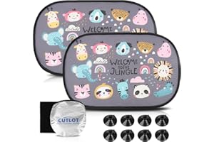 CUTLOT Car Sun Visor with 8 Suction Cups 44 x 36 cm - Car Window Side Window Sun Protection Car Sun Visor Side Window for Baby Children Girls Boys (Grey Animals)