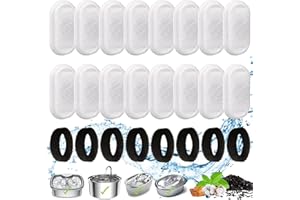 FCXQG Filtro Schiuma Fontanella per Gatti 24pcs Filtri Fontanella per Gatti Filtri per Fontanella Gatto Contiene Resina e Carbone Attivo per L'erogatore D'acqua per Gatti da 3,2 l in Acciaio Inox