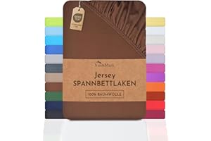 NatureMark Jersey Spannbettlaken, Spannbetttuch 100% Baumwolle in vielen Größen und Farben MARKENQUALITÄT ÖKOTEX Standard 100 | 180 x 200 cm - 200 x 200 cm - Schoko braun