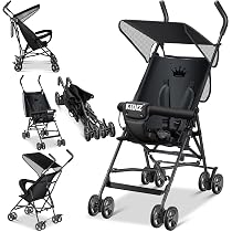 Poussette Pliable KIDIZ Premium - 360° Roues, Harnais 5 Points, Housse Pluie Incluse - Rouge