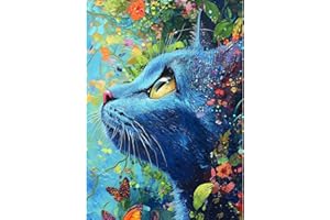 QQYRHN 5D DIY Chat Fantastique Kits de Peinture Diamant, Complète Fleurs Sauvages Diamond Painting pour Adulte Débutants, Art du Diamant, Décoration Murale Maison Peinture au Diamant Avec 30x40 cm