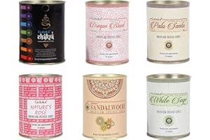 Dijkoo Goloka Backflow Assorted Incense Cones | Chakra, Dragon's Blood, Palo Santo, Rose, Sandalwood, White Sage | 24 stożki w opakowaniu | 144 stożki łącznie