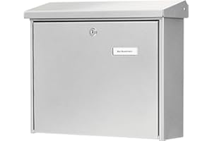 Burg Wächter Briefkasten, Mit Namensschild und Öffnungsstopp, A4 Einwurf-Format, Inkl. 2 Schlüsseln, Verzinkter Stahl, Journal 5867 Si, Silber