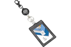 Wisdompro Porta Tarjetas Identificativas de Cuero de PU, Funda Tarjeta Transporte con Llavero Retractil 2 Ranuras para Tarjetas para Tarjetas, para Enfermeras, Estudiantes y Personal (Vertical)