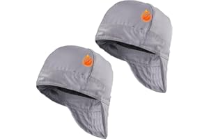 Yunsailing 2 Pcs Welding Cap Flame Resistant Welders Caps Reversible Elastic Cotton Soft Short Crown Welders Hats Men Women