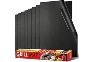 HONGTELLOR Estera de Barbacoa, Alfombrilla Reutilizable de Barbacoa Horno, Gas Carbón, Parrilla y Barbacoa Apto a Carne, Pescado y Verduras 40x33cm（8pcs)