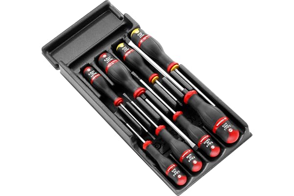 FACOM - Module de 8 Tournevis Protwist - MOD.AT1 - Adapté aux Servantes - Poignée Bicolore Ergonomique - Confort d’Utilisation - Jeu Complet - Outillage à Main pour Atelier, Noir