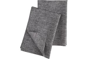 Solino Home Linen Kitchen / Tea Towels - 100% Pure Linen 17 x 26 Inch Set of 2 - European Flax, Natural Fabric Handcrafted, Chambray Black