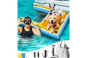 FurryPlanet Inflatable Dog Ramp,Multi-Use Dog Floats Ladder for Boat Pool Dock Lake,Non-Slip One-Piece Ramp Mesh Swimming Plank for Pup& Large Dogs Up to 240 lbs, Portable for Car Travel,Water Play