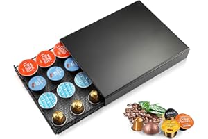 MeelioCafe Cassetto Porta Cialde Caffè, Compatibile con Nespresso, Dolce Gusto, Capacità 20 Capsule，Portacassetti Mesh