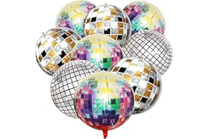 KALUOFAN Party Deko,Helium Ballons,9 Stück Discokugel Luftballon,22 Zoll 4D Discokugel Deko,Ballons Geburtstag,Bunte Disco-Folienballons,für Disco-Mottoparty Geburtstag Party Mitzvah Abschlussfeier Dekoration