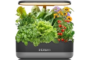 inbloom 12 Pods Hydroponics Growing System Kit, Herb Garden Planter Indoor Kit, Indoor Gardening Hydroponics Growing System with Pods, 4.2L Water Pump, Height Adjustable, Gifts for Woman, Black