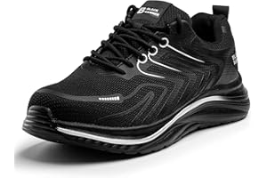 Black Hammer Men's Safety Trainers Steel Toe Cap Work Shoes Perfect for Warehouse & Daily Workwear Durable Midsole Protection Foot Protective Cover Trekking Hiker Footwear 3400 S1P SRC