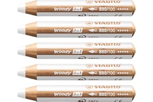 STABILO woody 3 in 1 - Matita colorata Multi-Funzione - Confezione da 5 - Bianco