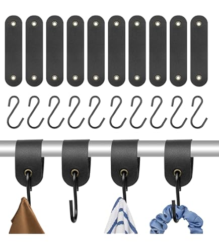 16 Ganci A S Con Passante In Pelle - Acciaio Inox Nero, Per Appendere In Cucina, Bagno, Campeggio - Foto 7