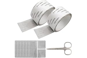 CYZBL 2 Rolls Window Screen Repair Tape 4.8CMx2M, Mosquito Net Tape with Repair Stickers and scissor, Self-Adhesive Fiberglass Mesh Tape, Insect Screen Repair for Curtain and Fences