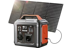 Tragbare Powerstation mit 60W Solarpanel, SBAOH 296Wh Solargenerator mit 300W Ausgang, Mobile Stromversorgung für Garten Reise Camping Wohnmobil Notfall