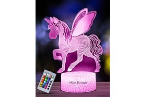 NICE DREAM Unicorn Gift Unicorn Night Lamp for Kids, 3D Illusion Lamp 7 Colors Change with Remote Holiday Birthday Christmas Gifts Nightlights for Children Adult Bedroom Decor