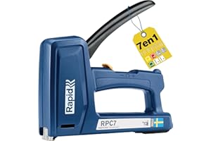 Rapid RPC7 Graffatrice Manuale 7 in 1 per il Fissaggio di Tappezzeria, Cavi e Moquette su Pareti in Legno, Tecnologia PowerCurve per un aggraffaggio fino al 50% meno faticoso, Realizzata in Svezia