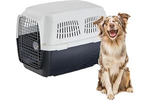 Ferplast Cage de Transport pour Chiens Clipper 5, IATA, Panier Chien Moyen Taille Max 30 Kg, Voyage Animaux Voiture Avion Train, 82 x 57 x h 60 cm, Porte en Acier