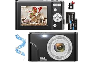 NICAMERY Digitalkamera, HD 1080P 48MP Fotokamera Autofokus Kompaktkamera, Digitalkameras mit Micro SD-Karte, Wiederaufladbare Digital Kamera mit 16X Digitalzoom für Kinder, Erwachsene, Mädchen, Jungen(schwarz)