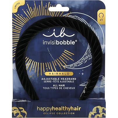 Cerchietto Per Capelli Invisibobble HAIRHALO Eclipse Stardust, Regolabile, Argentato Glitterato, Per Feste