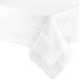 ZOLLNER White Square Cotton Tablecloth, 210x210 cm, with Satin Edge